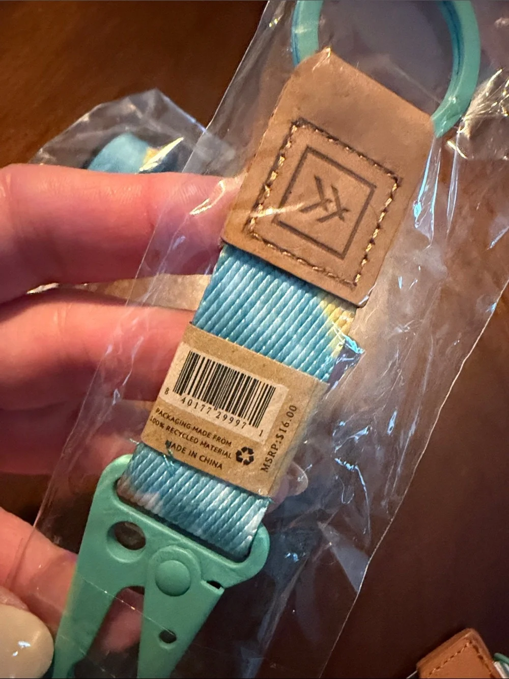 Kavu Tie-Dye Orange Blue Thread Wallet Card Holder with Teal Hardware